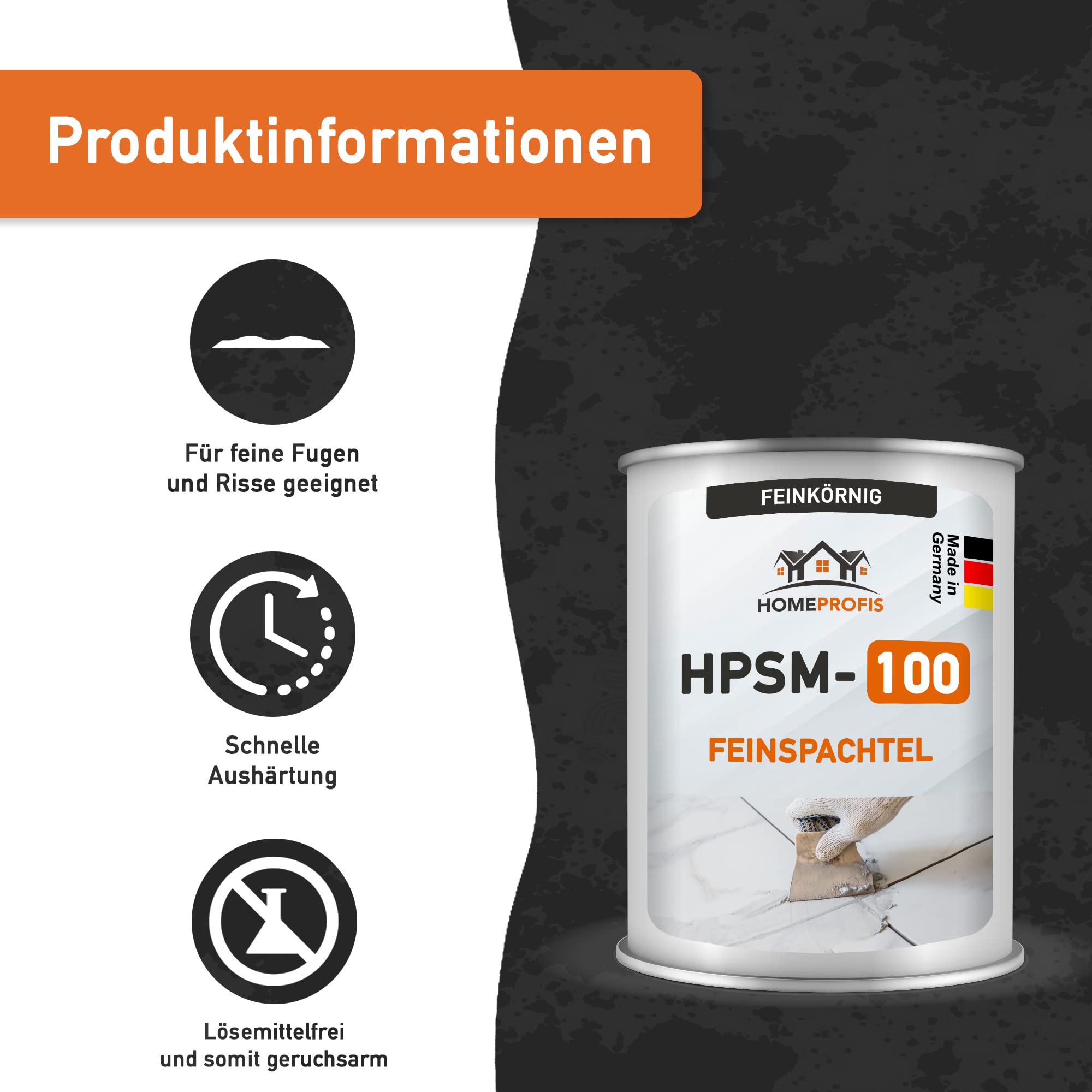 Home Profis® HPSM-100 Feinspachtel auf Epoxidharz Basis (3 kg) Spachtelmasse Füllspachtel Reparaturspachtel GFK Holz Beton Estrich Autoreparatur Bereichsausbesserung