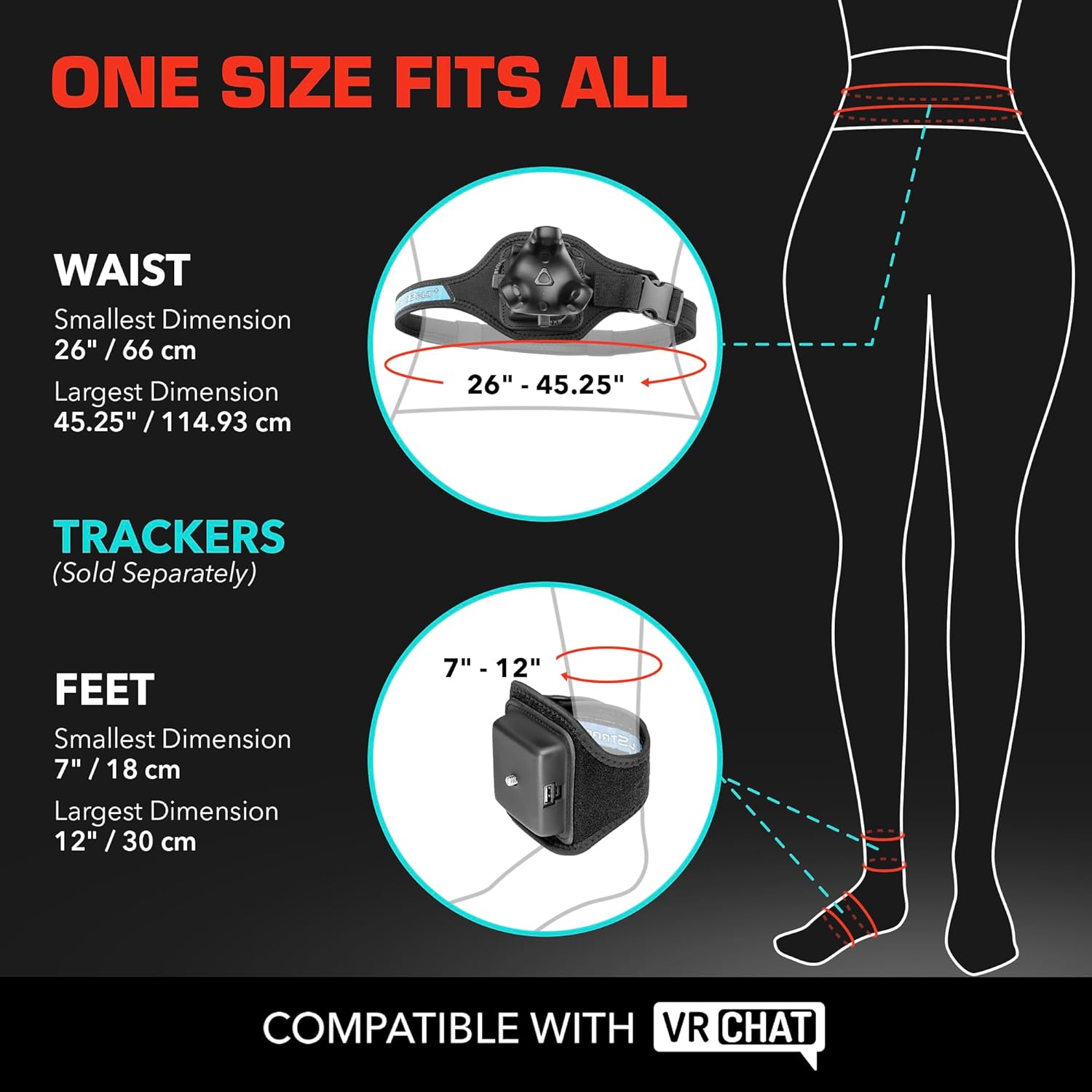 Rebuff Reality Trackstrap Plus Vive Ultimate Tracker Straps – Compatible for Vive Tracker 2.0, 3.0, Tundra Tracker – Dance Dash, VRChat Full Body Tracking, 20+ Hour Playtime, Trackers Sold Separately