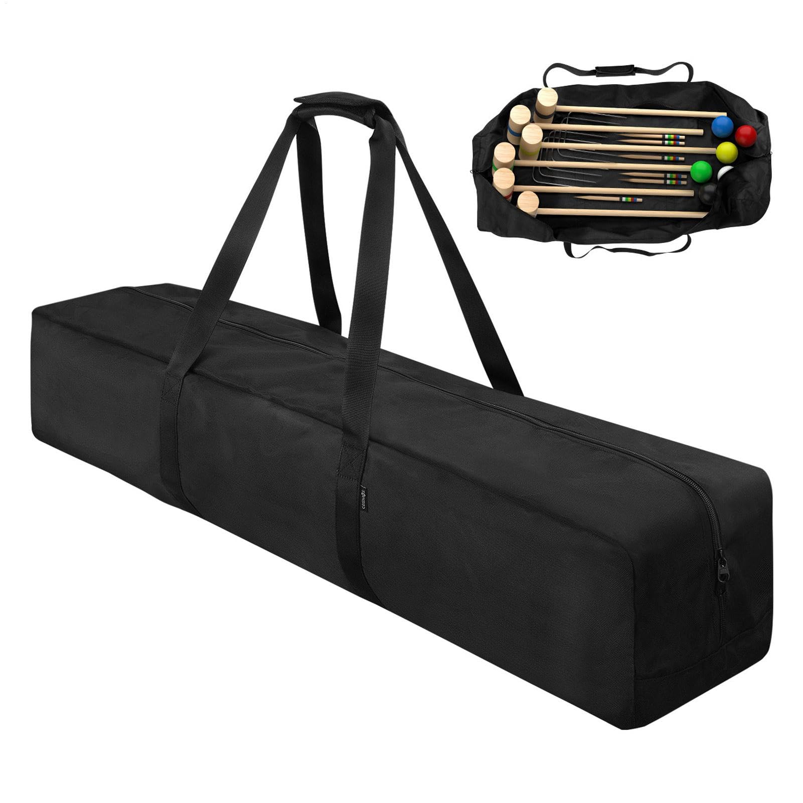 Krocket-Aufbewahrung, Aufbewahrungstasche für Krocket – Große Gepäcktasche mit Reißverschluss mit Griffen | Tragbare Sportausrüstung Organizer, Reisebehälter für Sticks