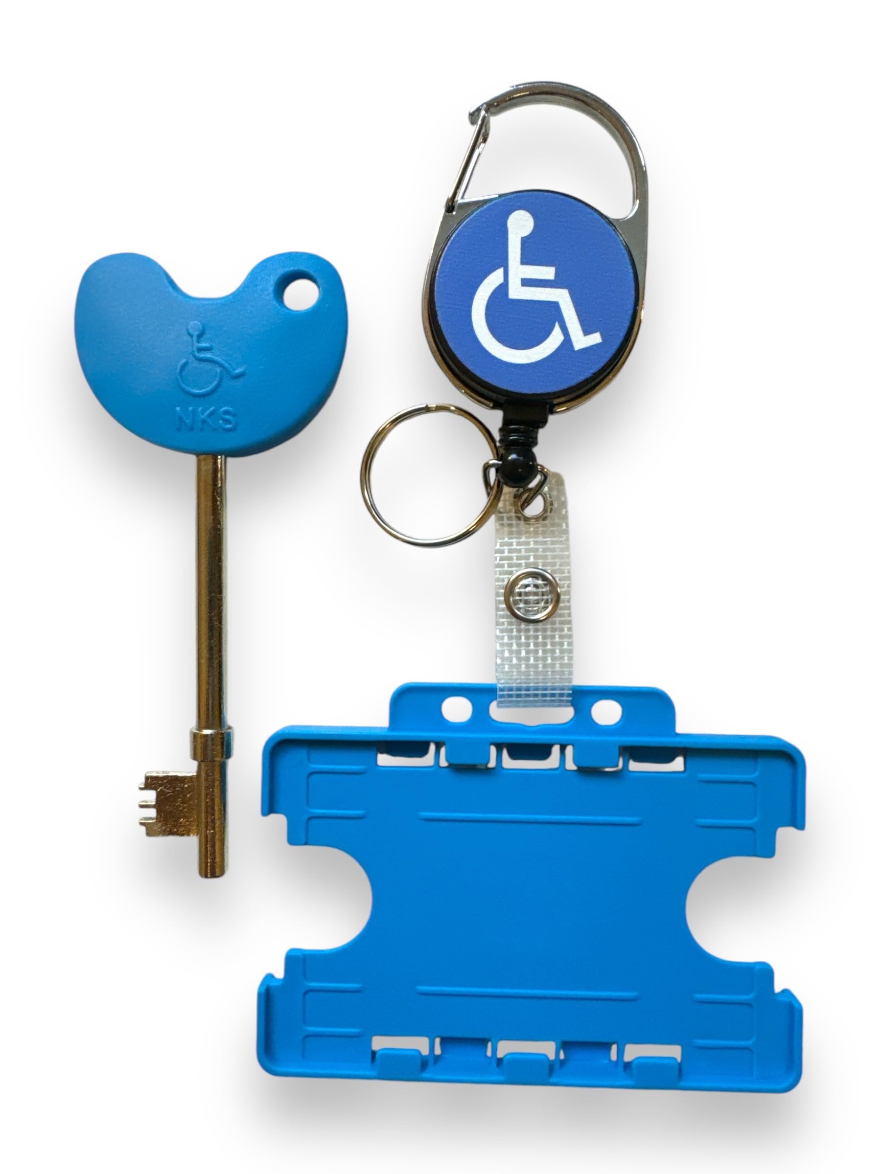 Compatible NKS/Radar UK Disabled Toilet Key with Retractable Disabled/Blue Badge Reel & Doble ID Card Holder