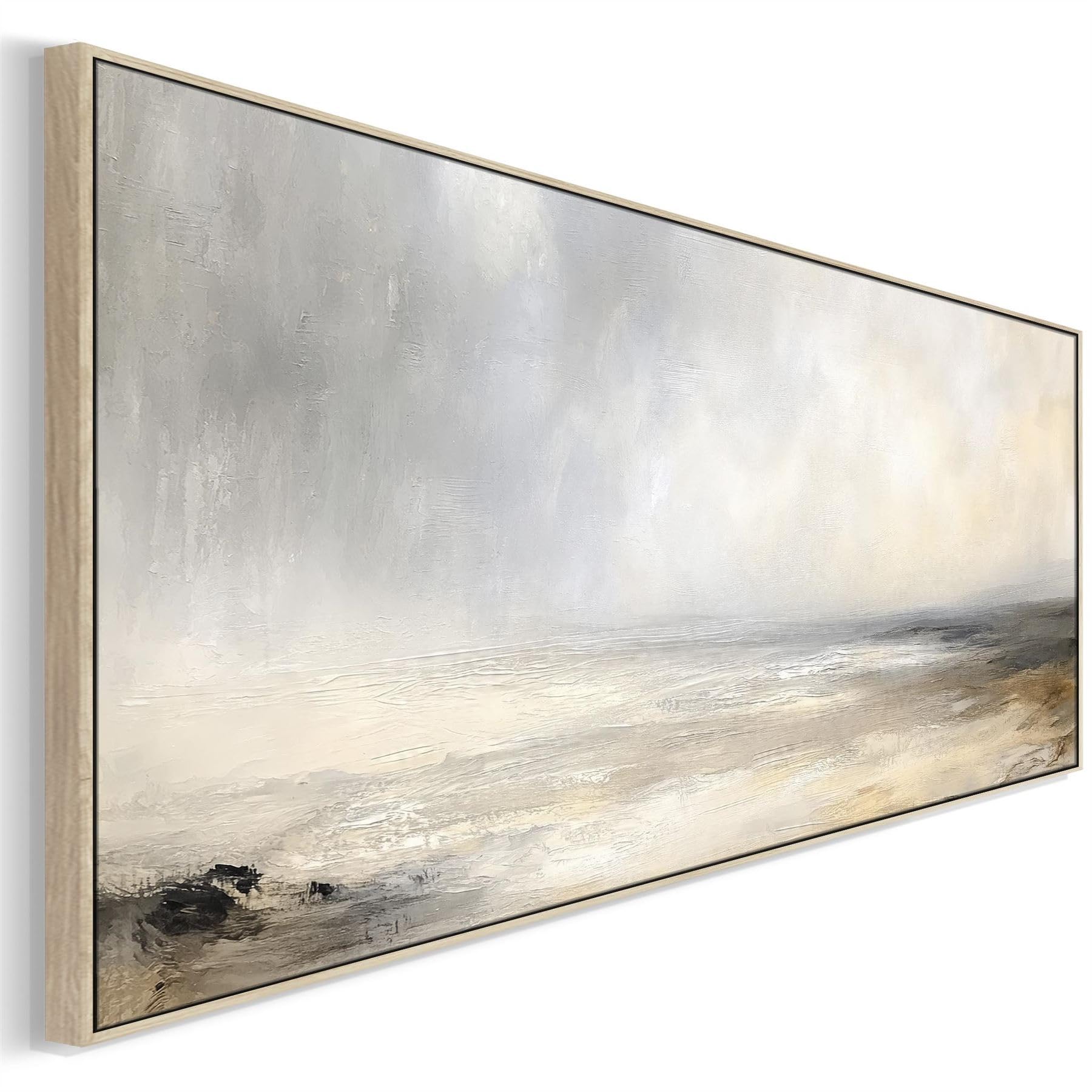 Wallfillers Neutral Beige Wide Horizontal Bedroom Wall Art Over Bed Long Panoramic (143 X 52Cm)
