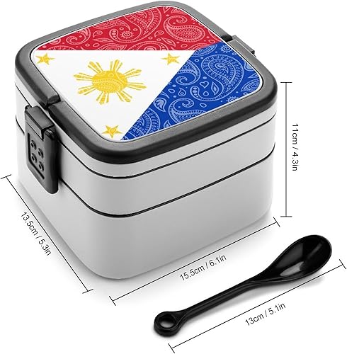 Miniatura 2 de Lonchera Bento de doble capa con bandera de Filipinas para adultos, contenedor de almuerzo para trabajo y campamento