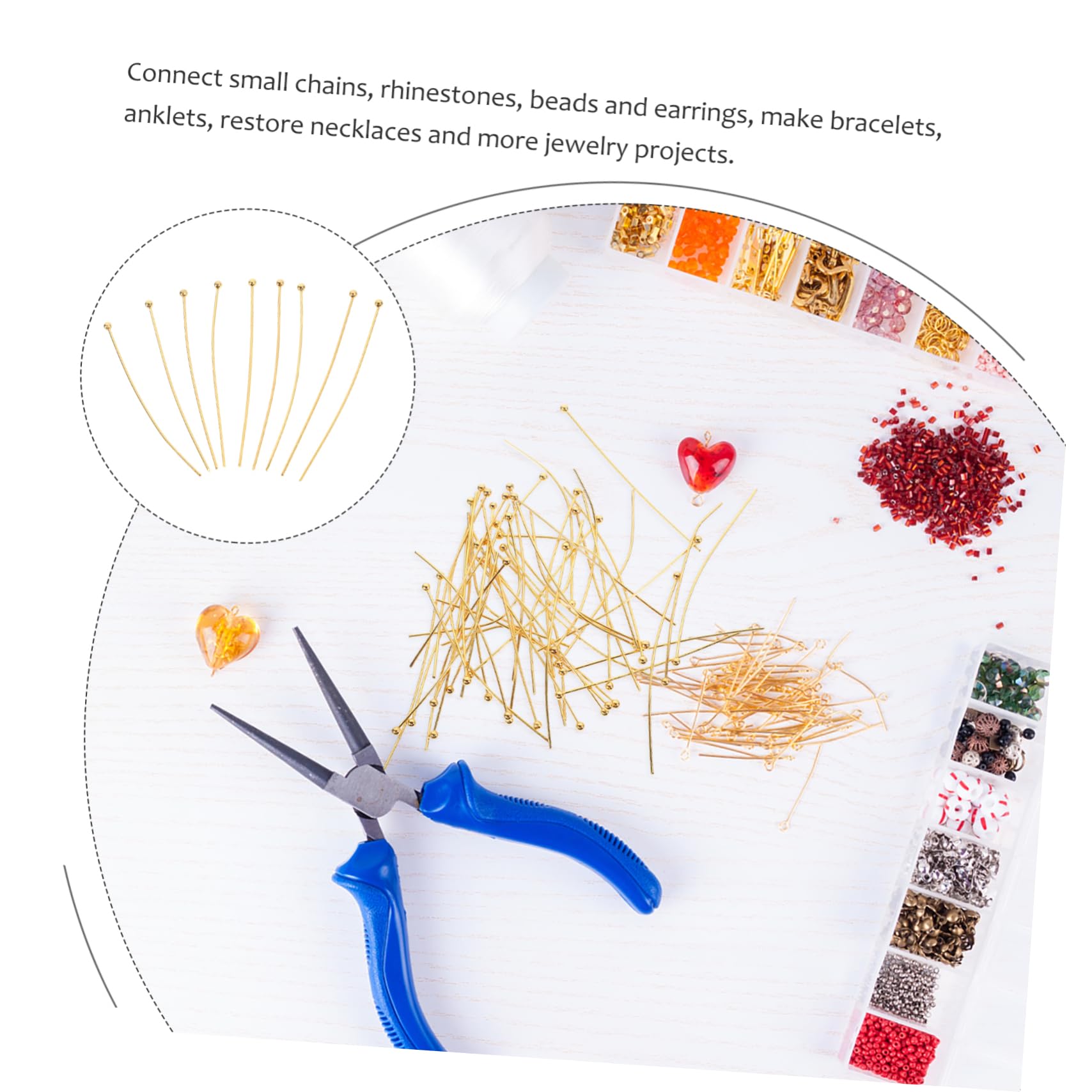 ERINGOGO Create Stunning Jewelry 50pcs Gold Ball Head Earring Pins for DIY Necklaces Bracelets