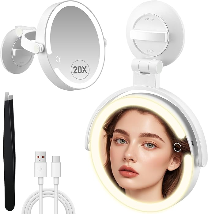 Amazon.com: MOMOKUBA Magnifying Mirror with Light 30X, LED Bathroom ...