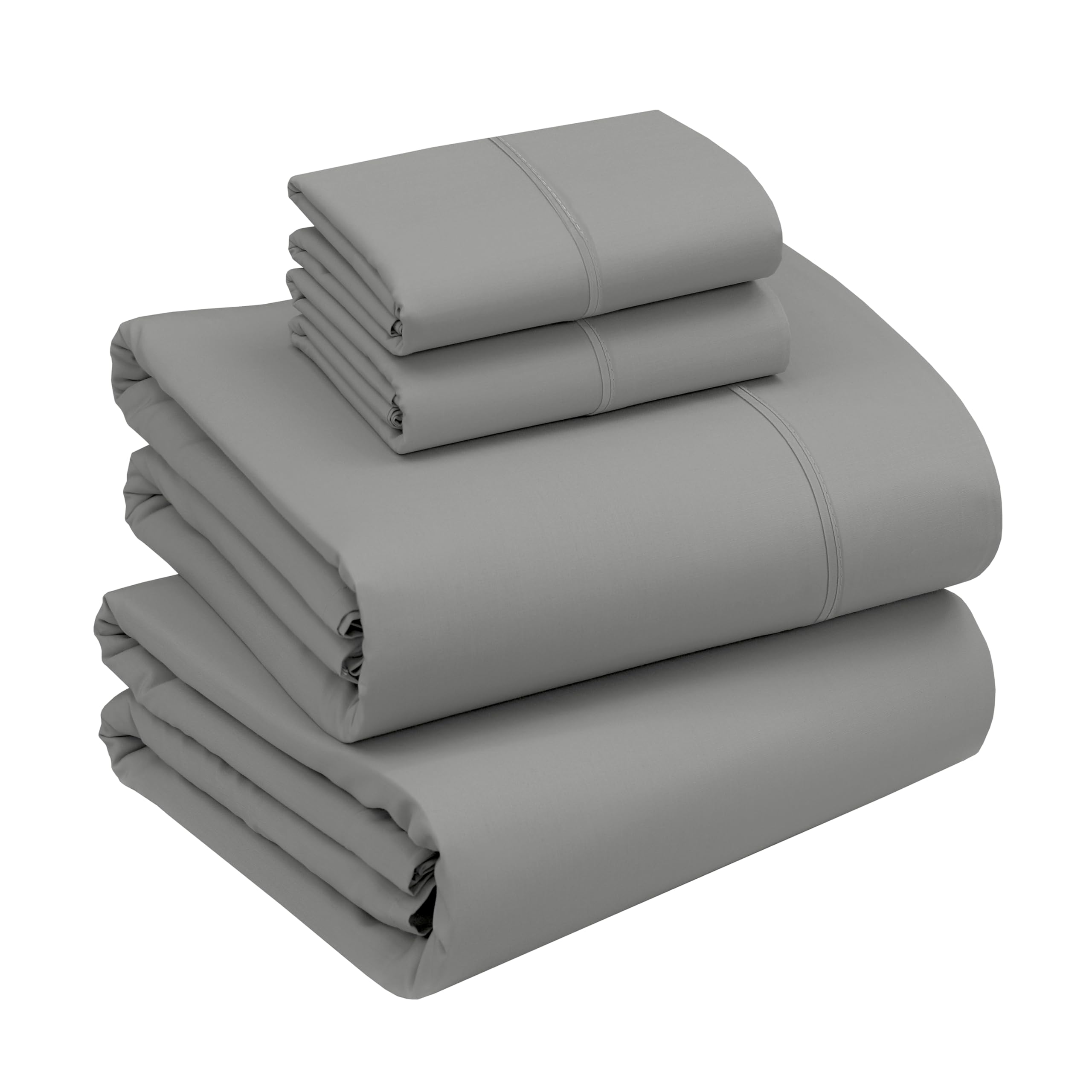 RUVANTI 100% Cotton Full Sheets, Percale Bedding Full Size Set, Dark Gray