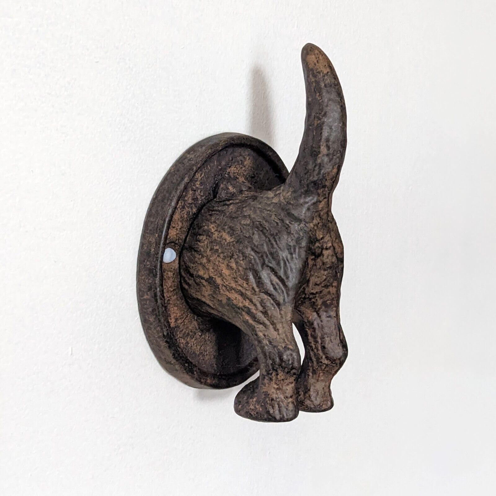 FyneFinds Brown Cast Iron Hook Rustic Vintage Scottie Dog Tail Hook