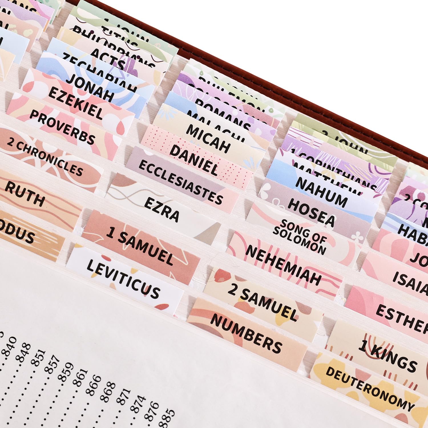 Onglets de Bible Bohême pour homme et femme, 75 onglets laminés + 30 onglets vierges pour étude de la Bible, guide d'onglets bibliques en grand imprimé, fournitures d'étude de la Bible, Bible