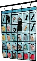 Vista 2 de Classroom Pocket Chart for Phone Calculator Holder Over The Door Hanging Closet Jewelry Organizer with 30 Clear Pockets (BLUE)