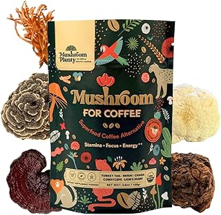 Mushroom Plenty 5 Mushroom Extract Powder | Pure Fruiting Body, No Mycelium Fillers | Lion’s Mane, Reishi, Chaga, Cordyceps, Turkey Tail | Caffeine-Free Coffee Alternative & Nootropic for Focus, Energy & Immune Support | Vegan, Non-GMO, Gluten-Free