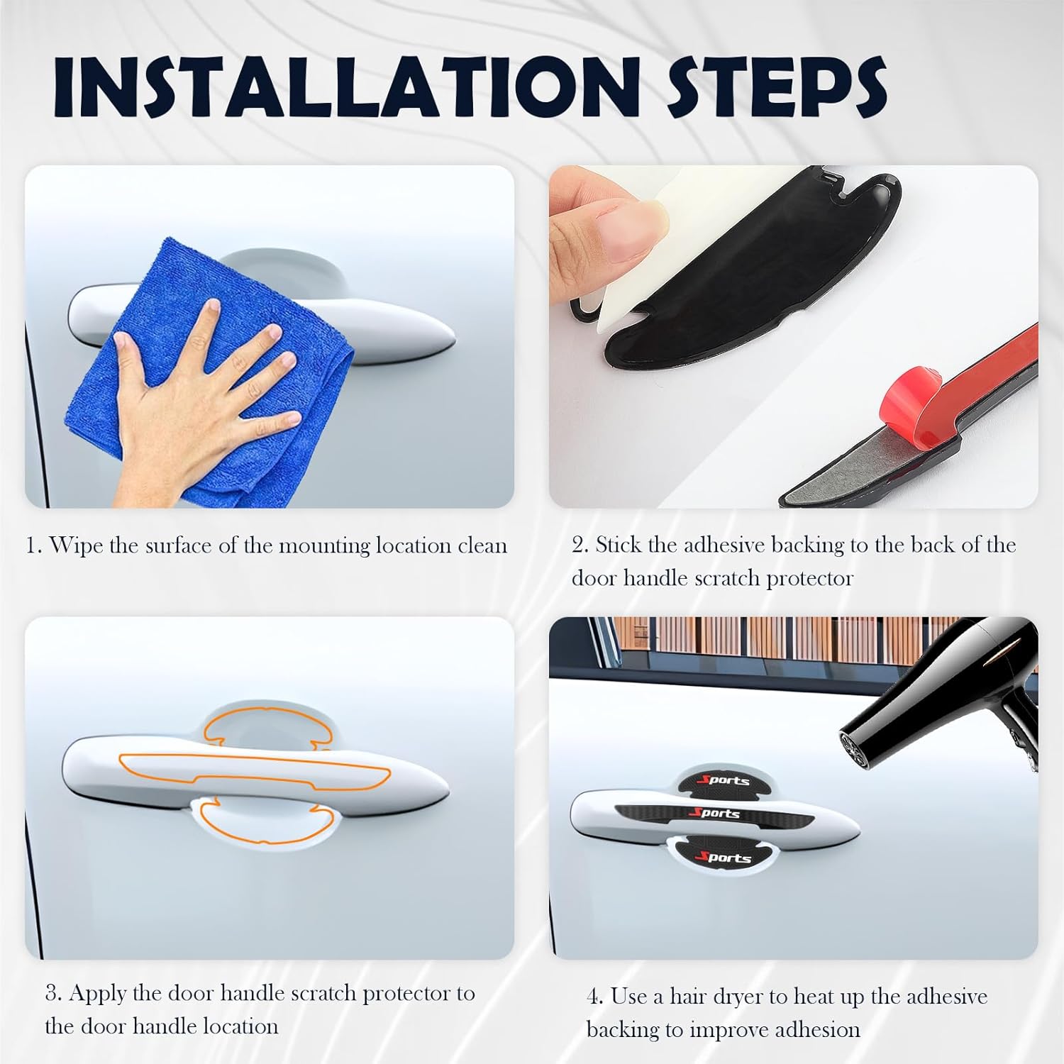 8PCS Car Door Handle Protector,Stylish Car Handle Protector with Sports Lettering for Door Handles Protection & Decoration,Anti-Scratch Cars Doors Handles Scratch Protectors thumbnail