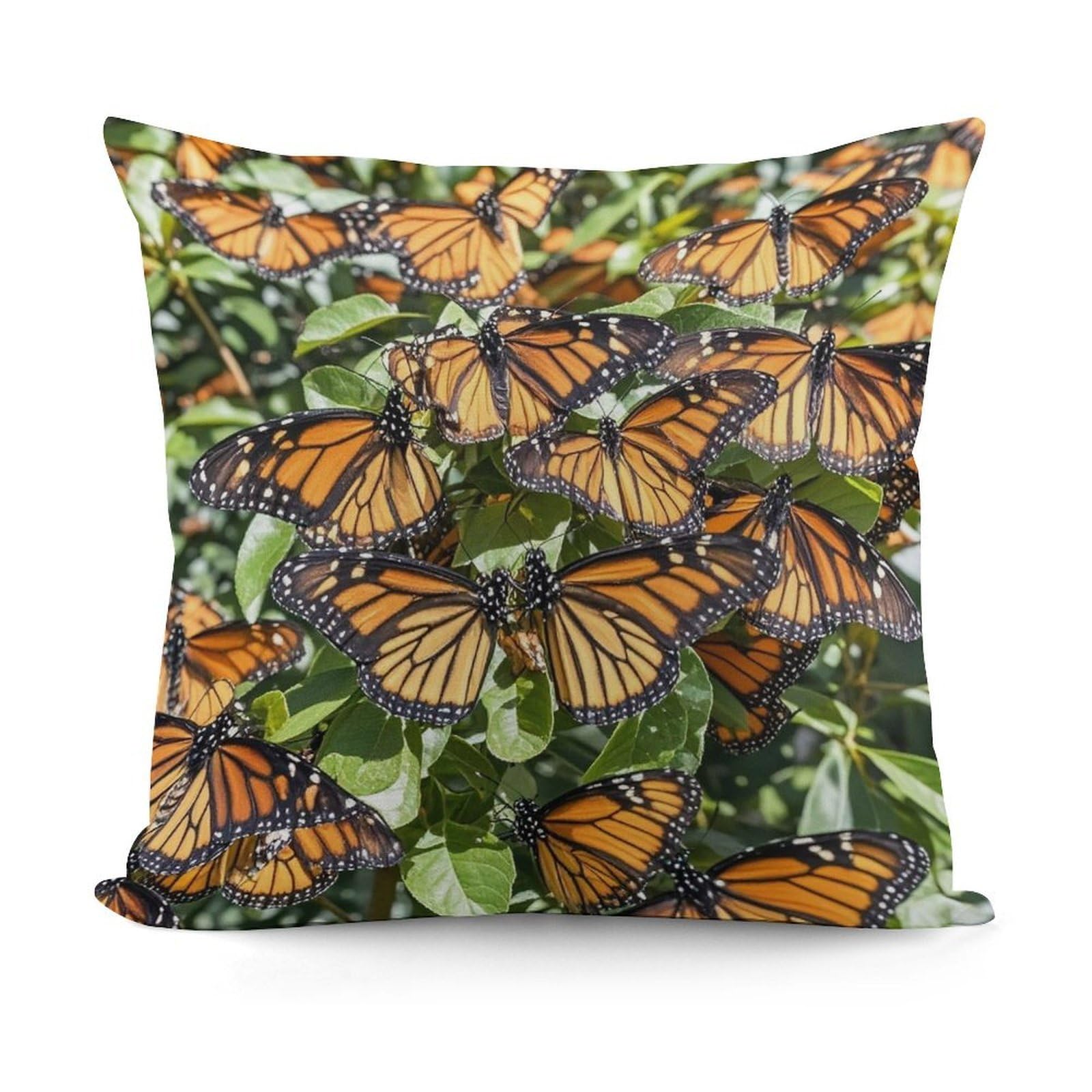 FekiLoot Heaps of Orange Monarch Butterflies Throw Pillow Cover Soft Decorative Pillow Cover Modern Square Cushion Cover Cozy Cushion Case Farmhouse Home Decor for Sofa Couch Living Room 18 X 18 Inch