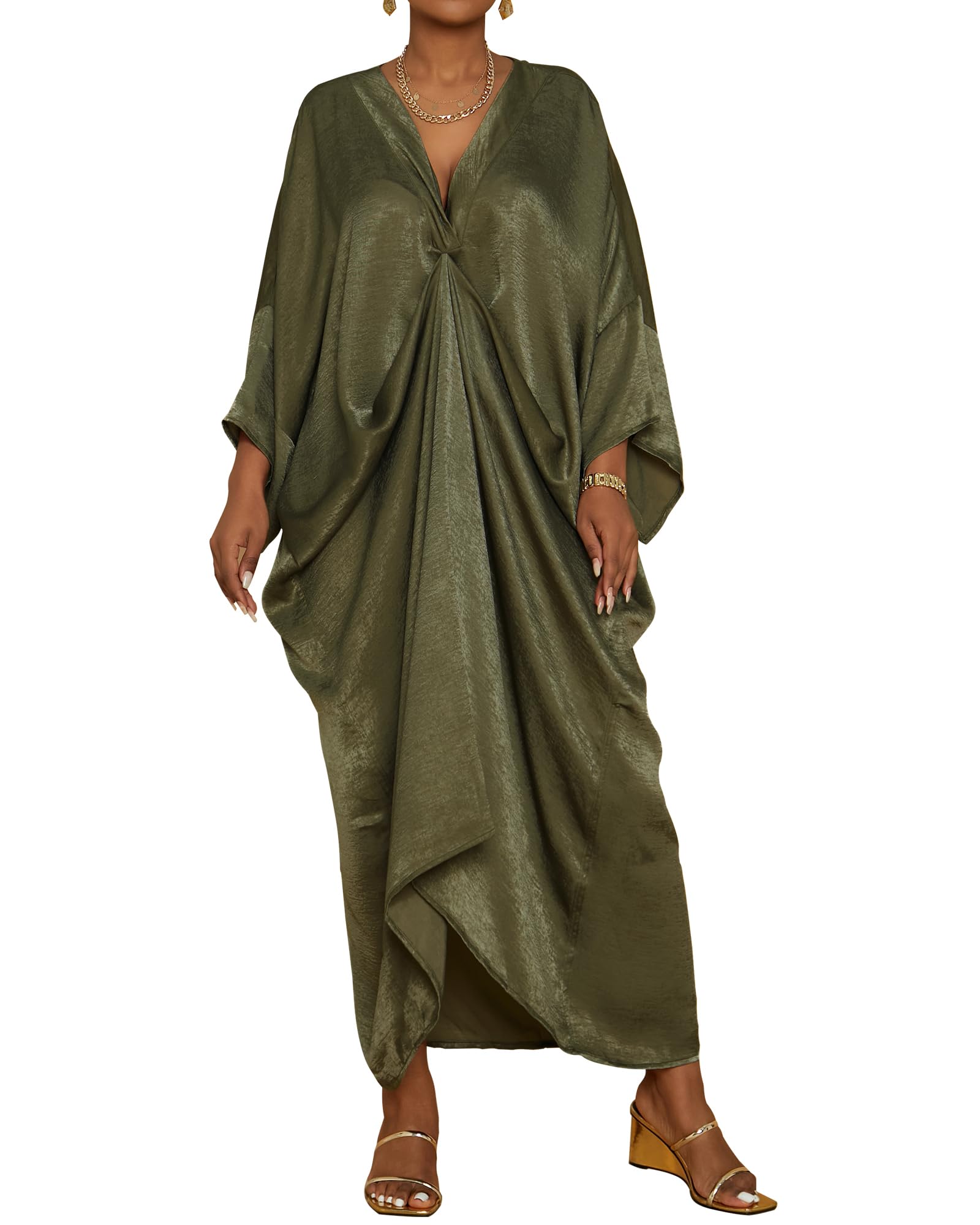 BsubseachWomen Bathing Suit Cover Up Ethnic Print Kaftan Beach Maxi Dresses