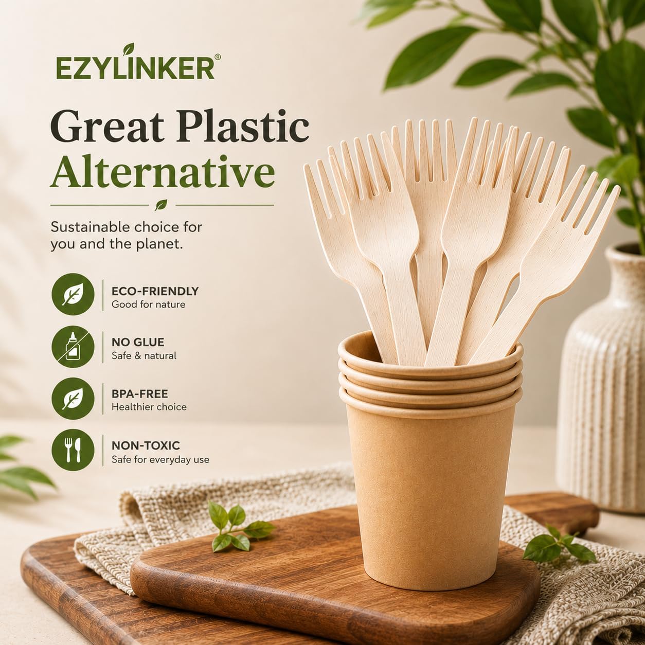 500 Forchette in Legno Monouso Compostabili – Posate Ecologiche Biodegradabili