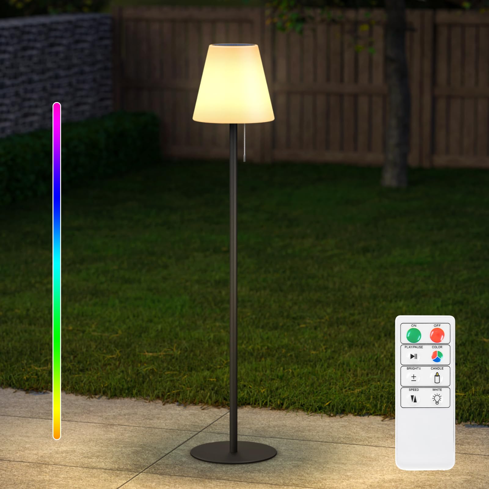 MALUX Solar Stehlampe Outdoor Mit Warmweiß RGB 8 Farben LED USB Aufladbar IP44 Wasserdicht Für Garten Terrasse Balkon Innenbereich Außenbereich Dekor 100 cm Schwarz