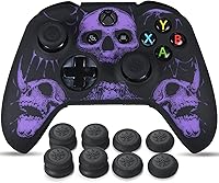 Vista 1 de 1 funda de silicona tallada con láser para Xbox One SX Controller (calaveras púrpura) con empuñaduras exclusivas para el pulgar x 8