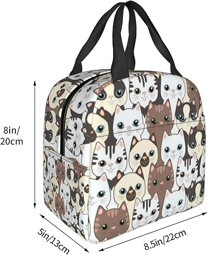 Miniatura 2 de Giwawa Bolsa de almuerzo aislada con lindo gato, adorable gatito impreso en bolsa de almuerzo para mujeres, hombres, niños, niñas, escuela, oficina,