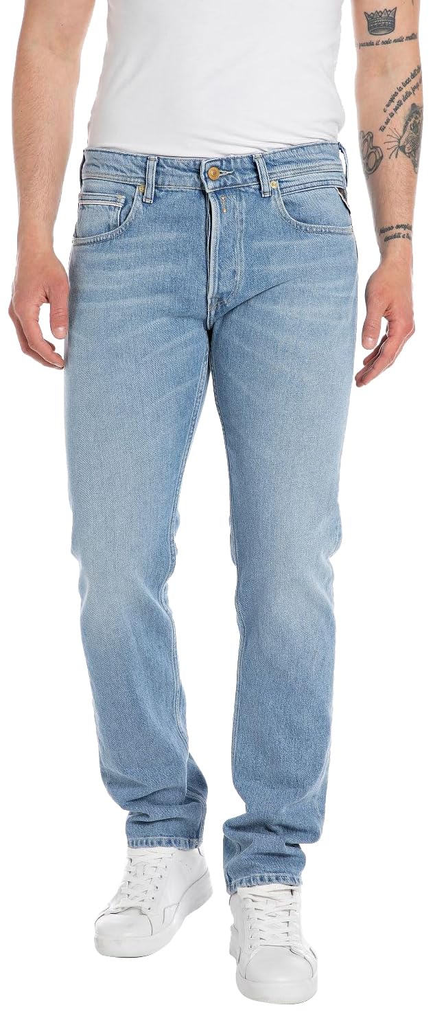 Replay Herren Jeans Grover Straight-Fit, Light Blue 010 (Blau), 28W / 32L