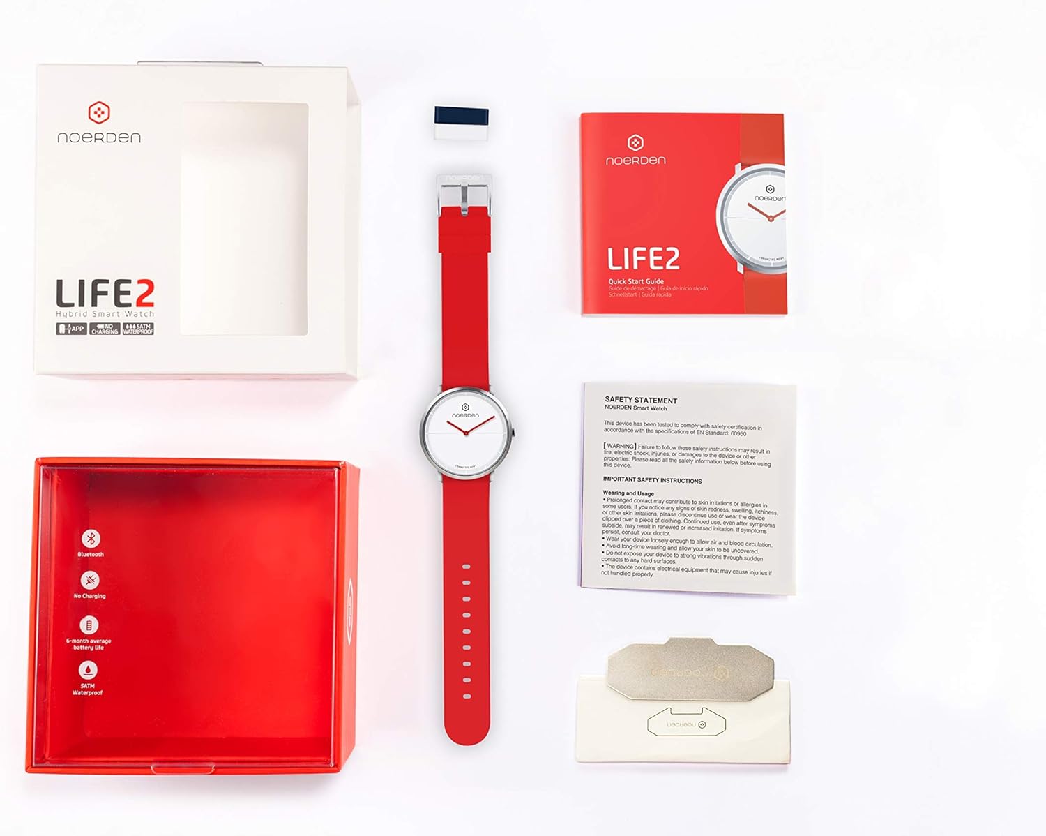 Person interacting with the NOERDEN app on a smartphone while wearing the watch