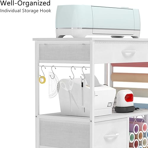 Miniatura 6 de Carro de almacenamiento Compatible con máquinas Cricut Soporte para máquina de corte con cajones y soporte para rollo de vinilo Gabinete de