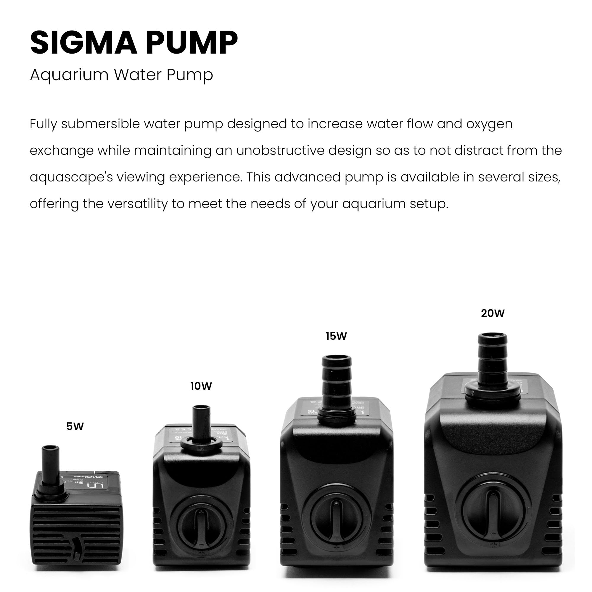UNS Sigma Water Pump - 10W 158.5GPH 600L/HR IPX8 Compact Powerhead - Adjustable Submersible Water Pump for Freshwater & Saltwater Aquarium, Pond, Fountain - Sigma 10 (3/8, 1/2