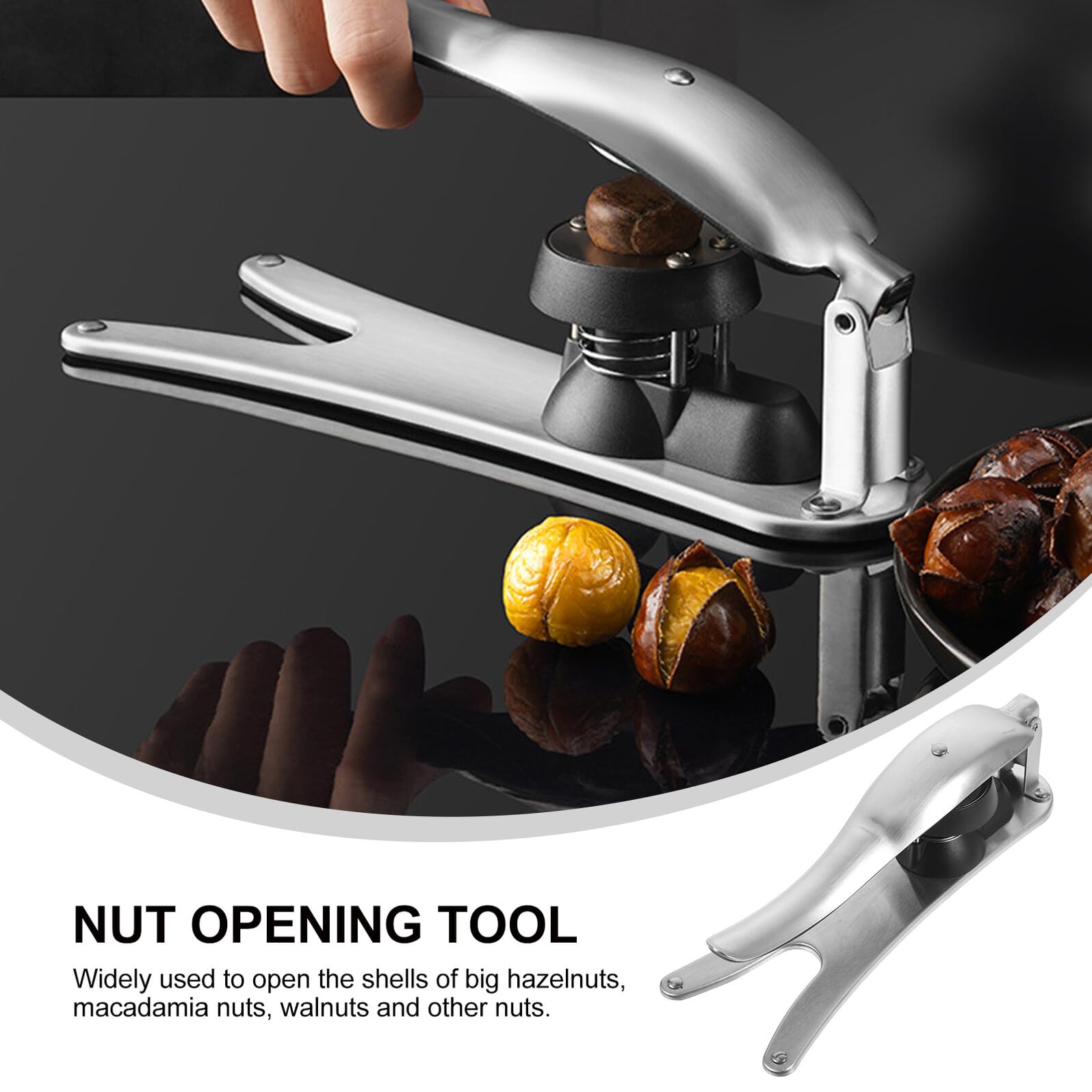 OUNONA Strumento per Aprire Castagne in Acciaio Resistente Pinza Leggera e Versatile per Noci Mandorle Nocciole e Frutta Secca Utensile Durevole e Facile da