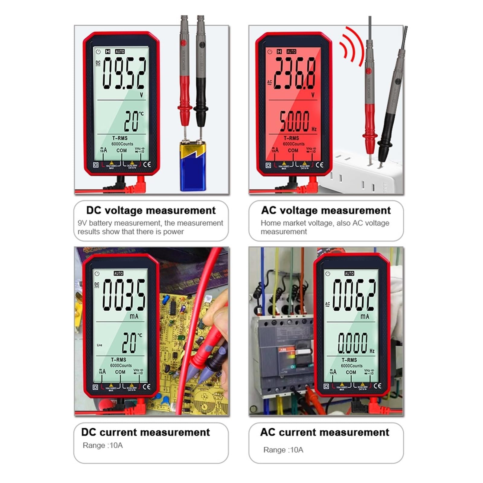 Multimetertester Slimme Digitale Multimeter VFC DC AC-spanningstester Voltmeter True RMS Capaciteit Diode Ohm NCV Contactloze Spanningstester Precisie Veilig(A1 Bag Multimetertester Slimme Digitale Multimeter VFC DC AC-spanningstester Voltmeter True RMS Capaciteit Diode Ohm NCV Contactloze Spanningstester Precisie Veilig(A1 Bag