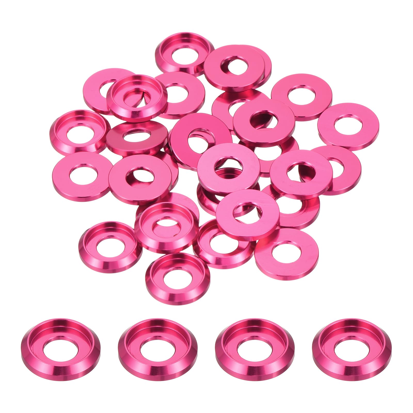sourcing map M5 Cone Cup Countersunk Washers 30 Pack Rose Red