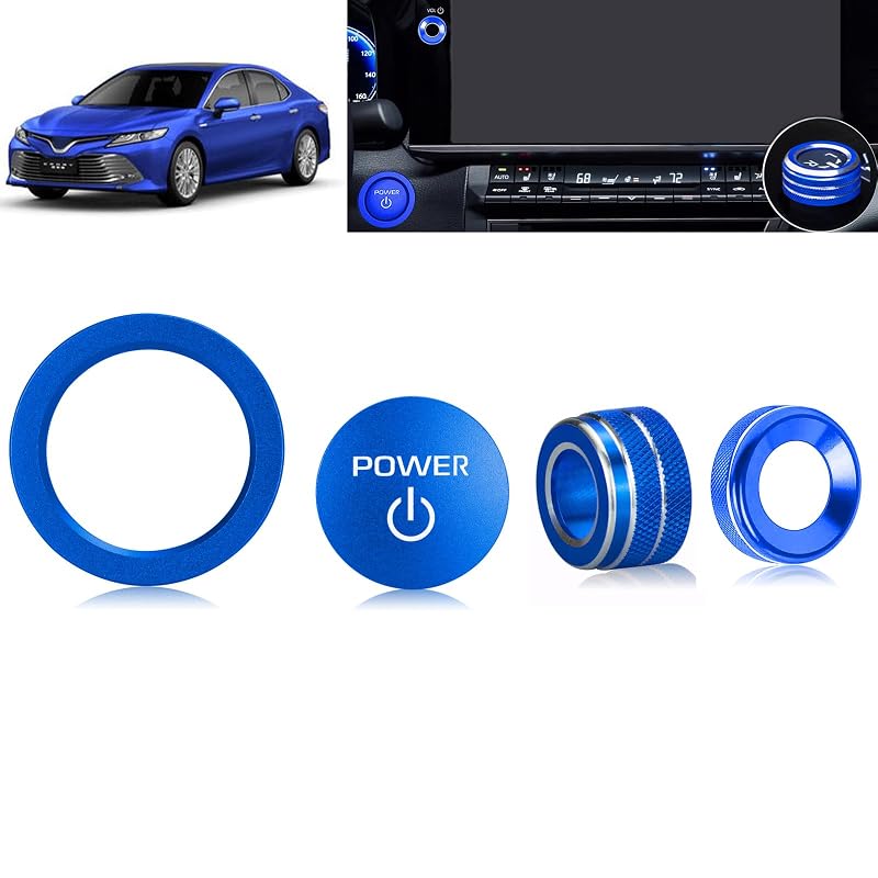Kit de capas para comandos internos Toyota Camry LE SE XLE XSE 2025–2026 em alumínio azul Tyifxom, 4 peças