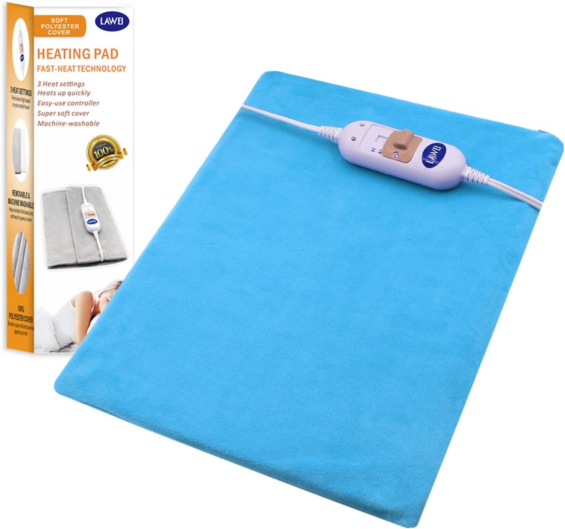 Small Heating Pad Electric - Warming Hot Wrap Flexible Heating Pad for Heat Therapy on Back, Knee, Shoulder, Neck Pain - Sinus, Menstrual Cramps, Arthritis，12 inch x 15 inch (Blue)