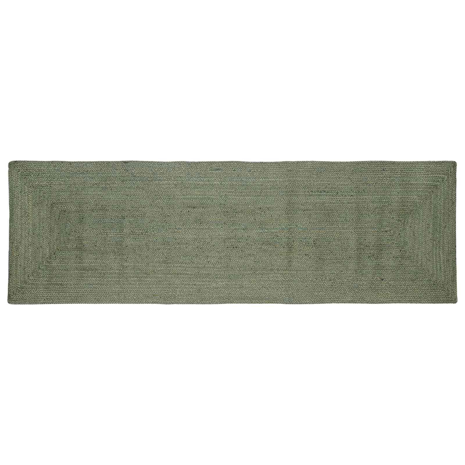 Generico Dywan do korytarza 80 x 250 cm Prostokątny oliwkowy zielony ręcznie tkany tkany z juty, miękki i trwały do wnętrz