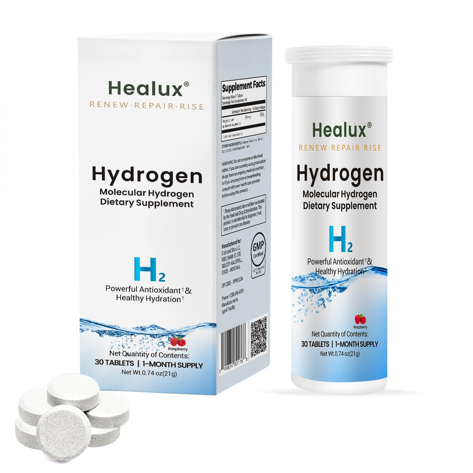 Hydrogen Water Tablets 12 PPM – Molecular H₂ Tablets with Magnesium | h2 tab Lab Tested Antioxidant Support for Energy, Cellular Health, Recovery & Cognitive Function, 30 Count, Raspberry 30 Count (Pack of 1)