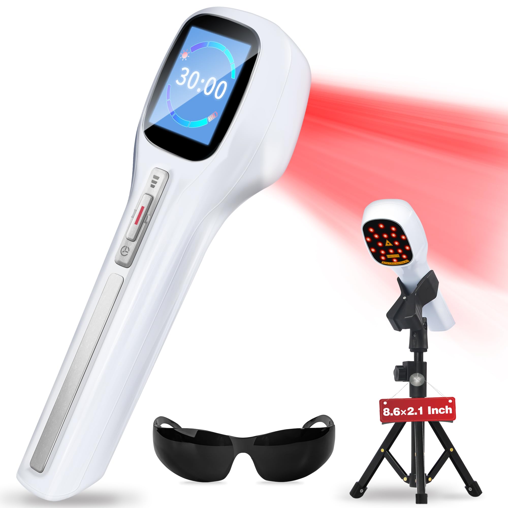 Cold Laser Therapy Device with LED Display, Infrared Light Therapy for Body (4x808nm +14X650nm), Red Light Therapy for Pain Relief Joint and Muscles for Humans/Pet, 8.6×2.1 Inch