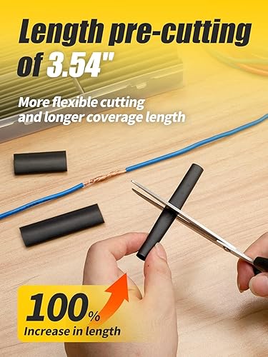 Miniatura 3 de Eventronic Kit de tubos termorretráctiles de 200 piezas, longitud extra de 3.54 pulgadas, relación 31, doble pared con forro adhesivo fuerte,