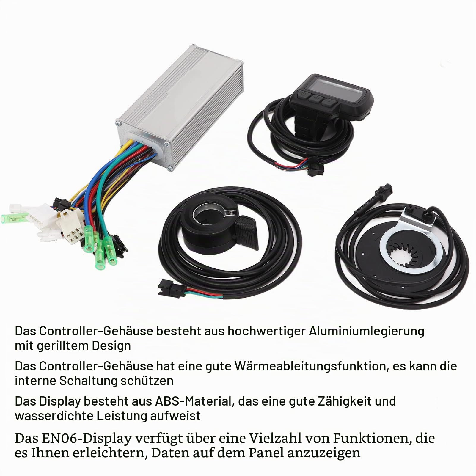 BuyWeek Elektrofahrrad Brushless Motor Controller Kit, 36V 48V 500W 22A Bürstenloser Controller EN06 LCD Display Meter Daumengas 8C Power Assist Sensor Kit für E-Bike Elektroroller