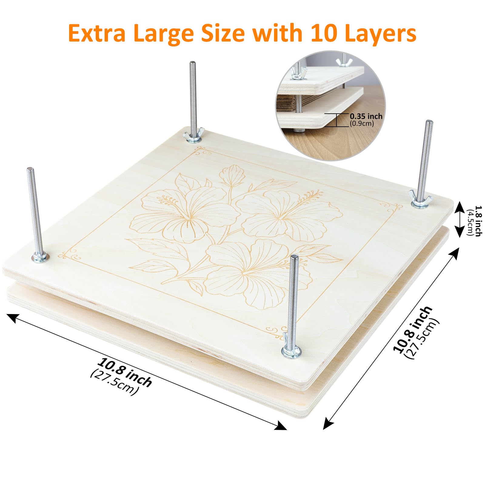 Juego de prensa de flores de madera para plantas de 27,5 x 27,5 cm, kit de manualidades para presionar y secar flores y plantas, kit de manualidades reutilizable para adultos y niños para amantes de
