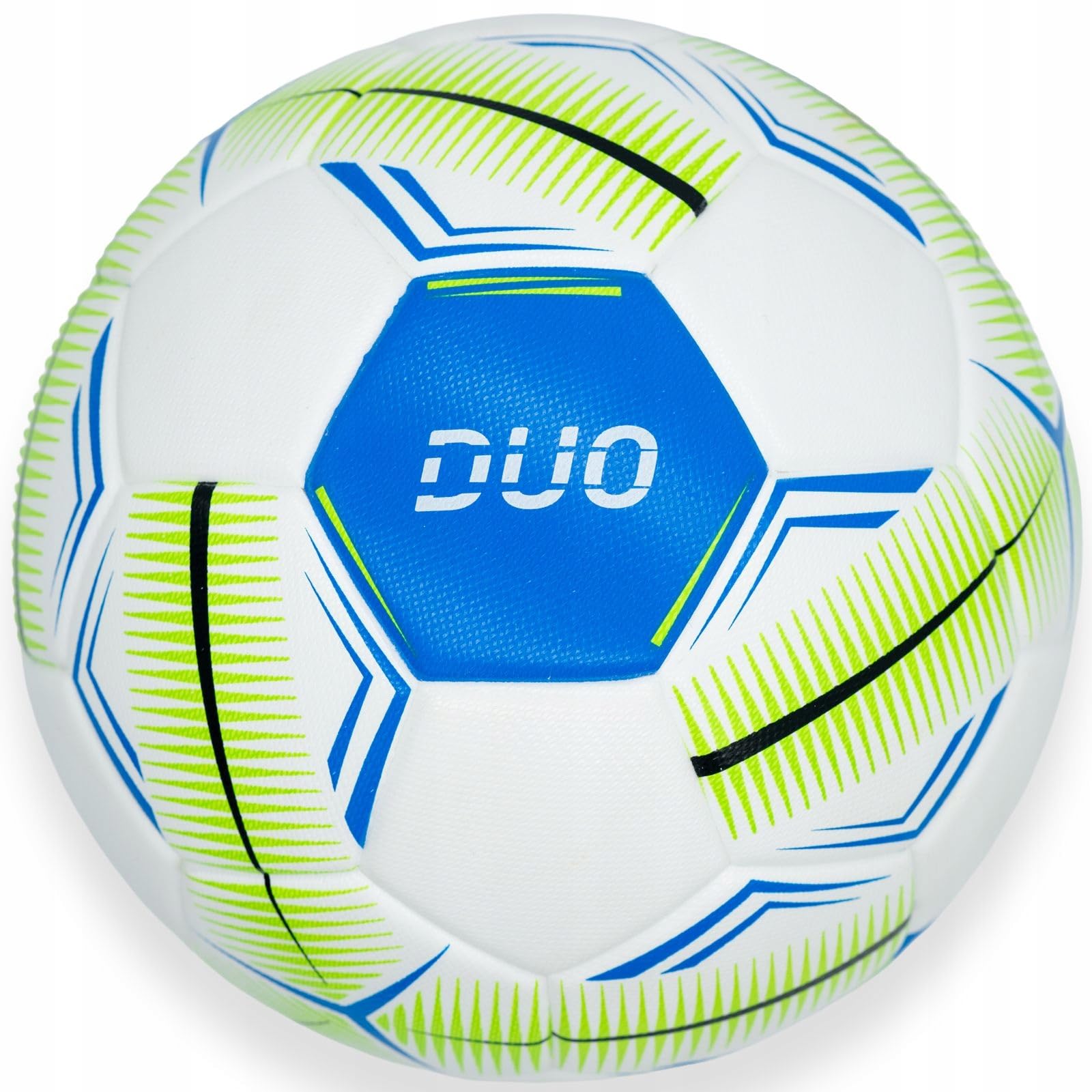 Sportvida Futsal Ballon de football en salle, taille 4, blanc, bleu, vert, matériau PU, coutures collées, jeu en intérieur, 62-64 cm de diamètre