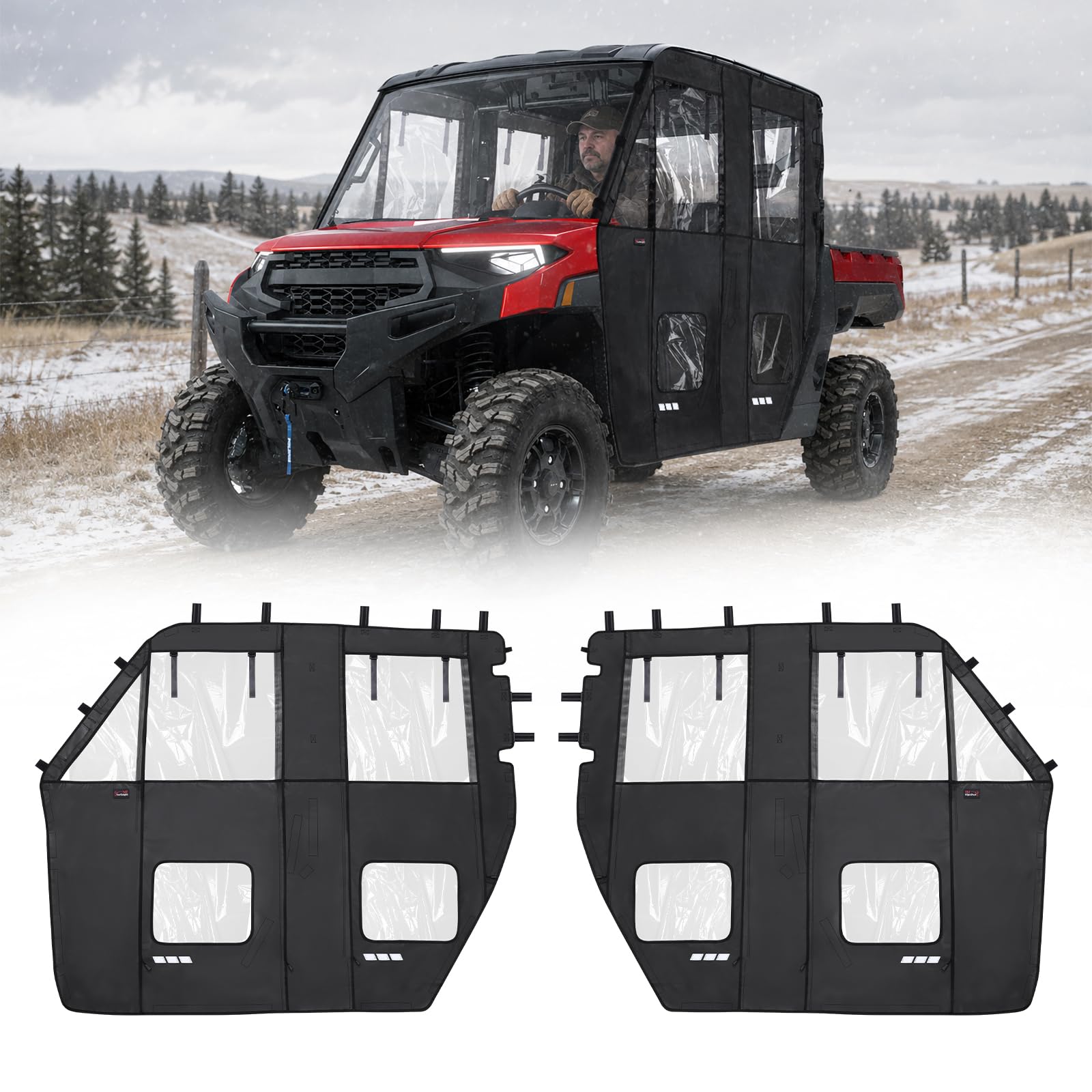 StarknightMT Soft Doors Compatible with Polaris Ranger Crew 1000 2019-2026