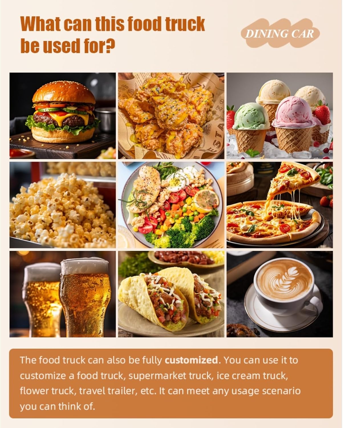 Customizable Mobile Kitchen Trailer with Hot Dog Cart, Coffee Bar, and Fryer – Designed for Street Vendors, Food Fairs, and Outdoor Catering Events