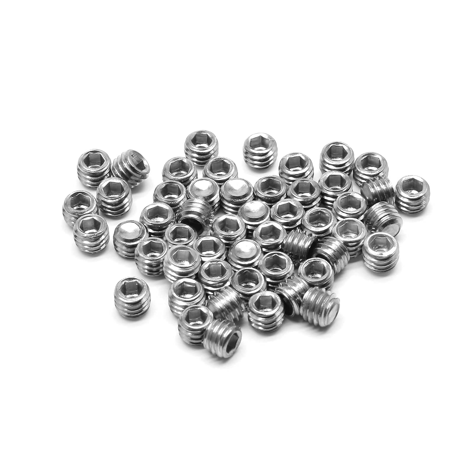 50PCS M4 x 5mm Socket Set Grub Screws Stainless Steel Cup Point Screws Hex Allen Head Socket Set Screws