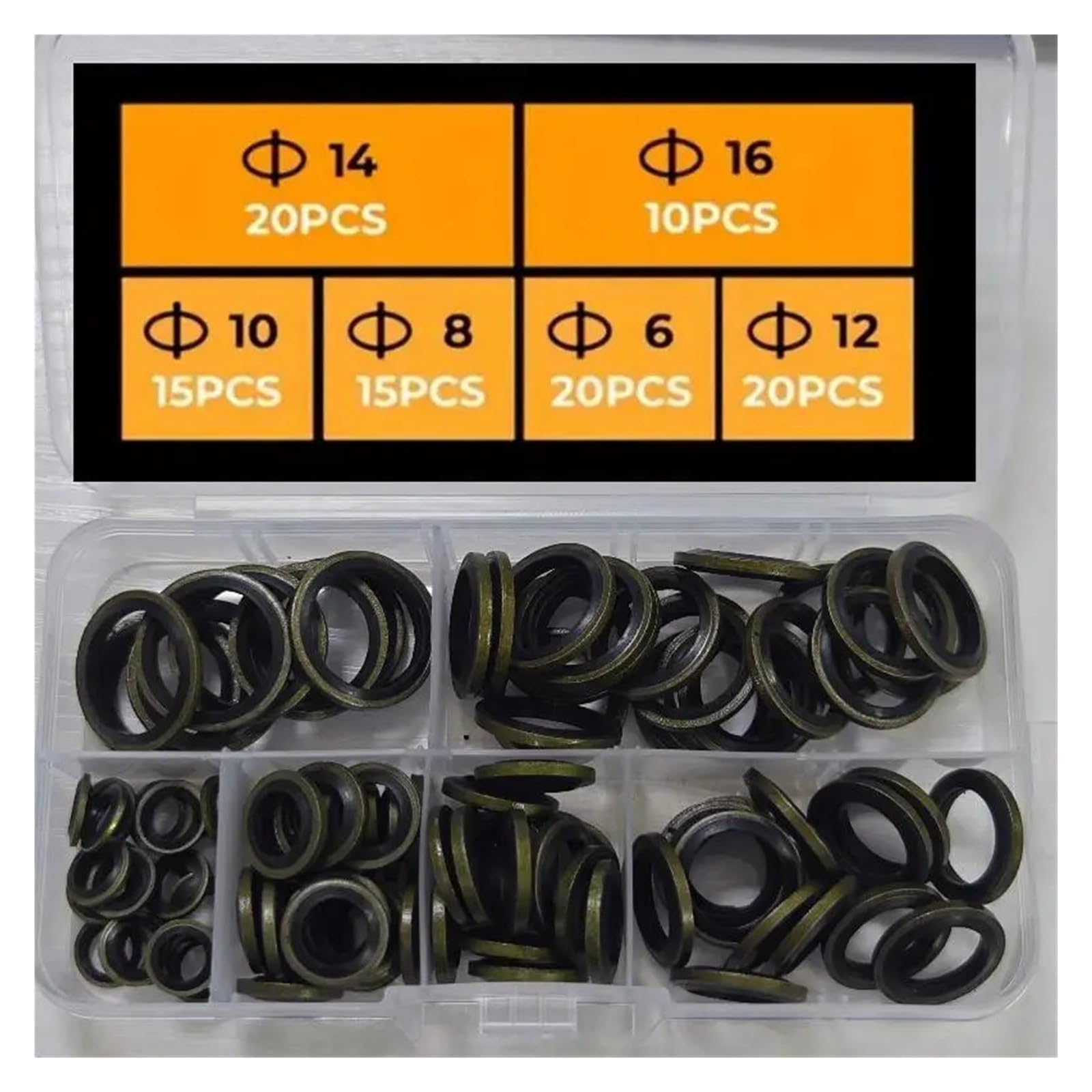 100 pièces jeu de joints de rondelle M6 M8 M10 M12 M14 M16 Kit de joint de vidange de carter d'huile de voiture tampon de boulon de Drainage joint de bouchon de vidange d'huile en caoutchouc