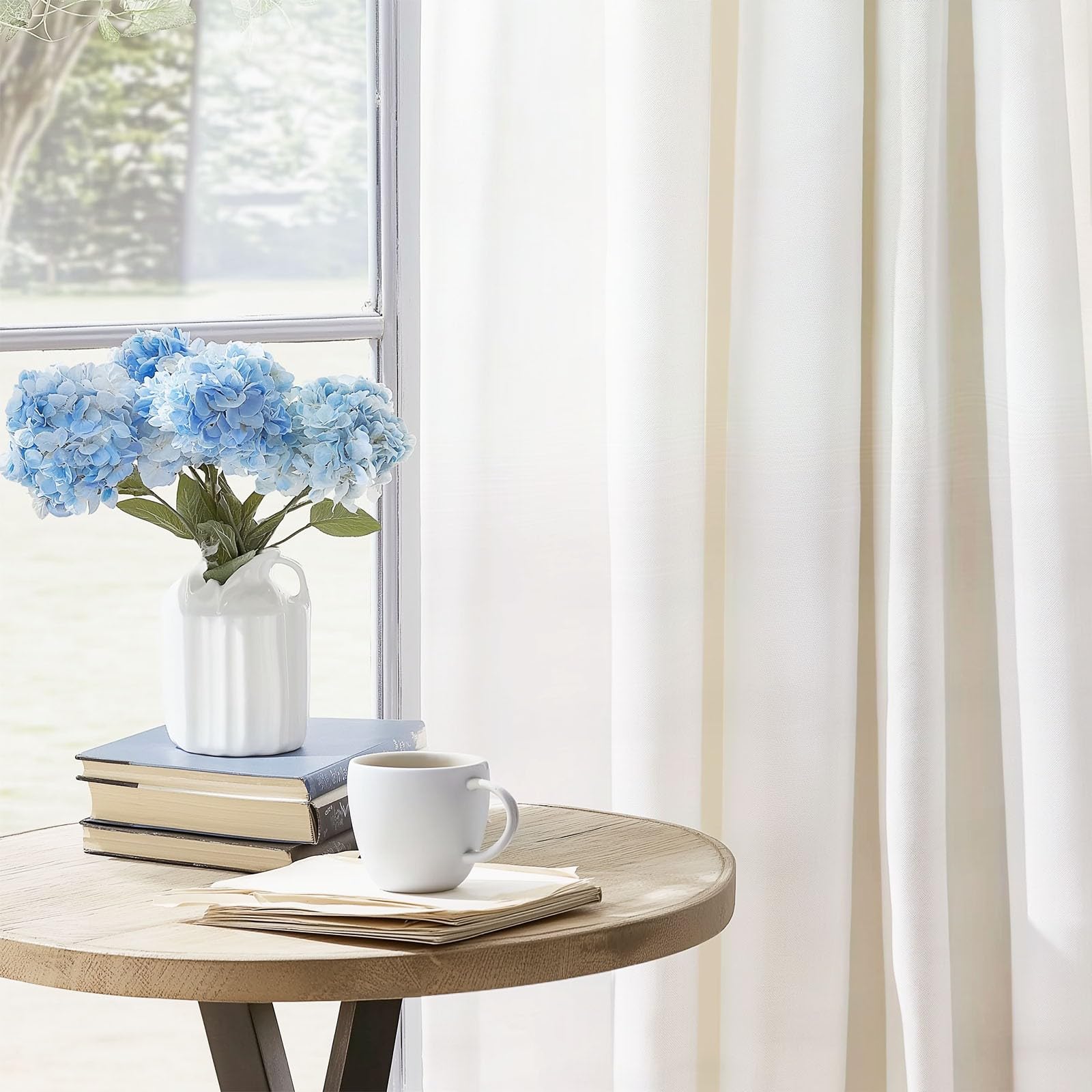 Rideaux Isolants 110L X 215H cm (2 Panneaux), Design Orchidées Simples Et Tranquilles Tenture Opaque Anti-Chaleur pour Chambre Principale, Blanc