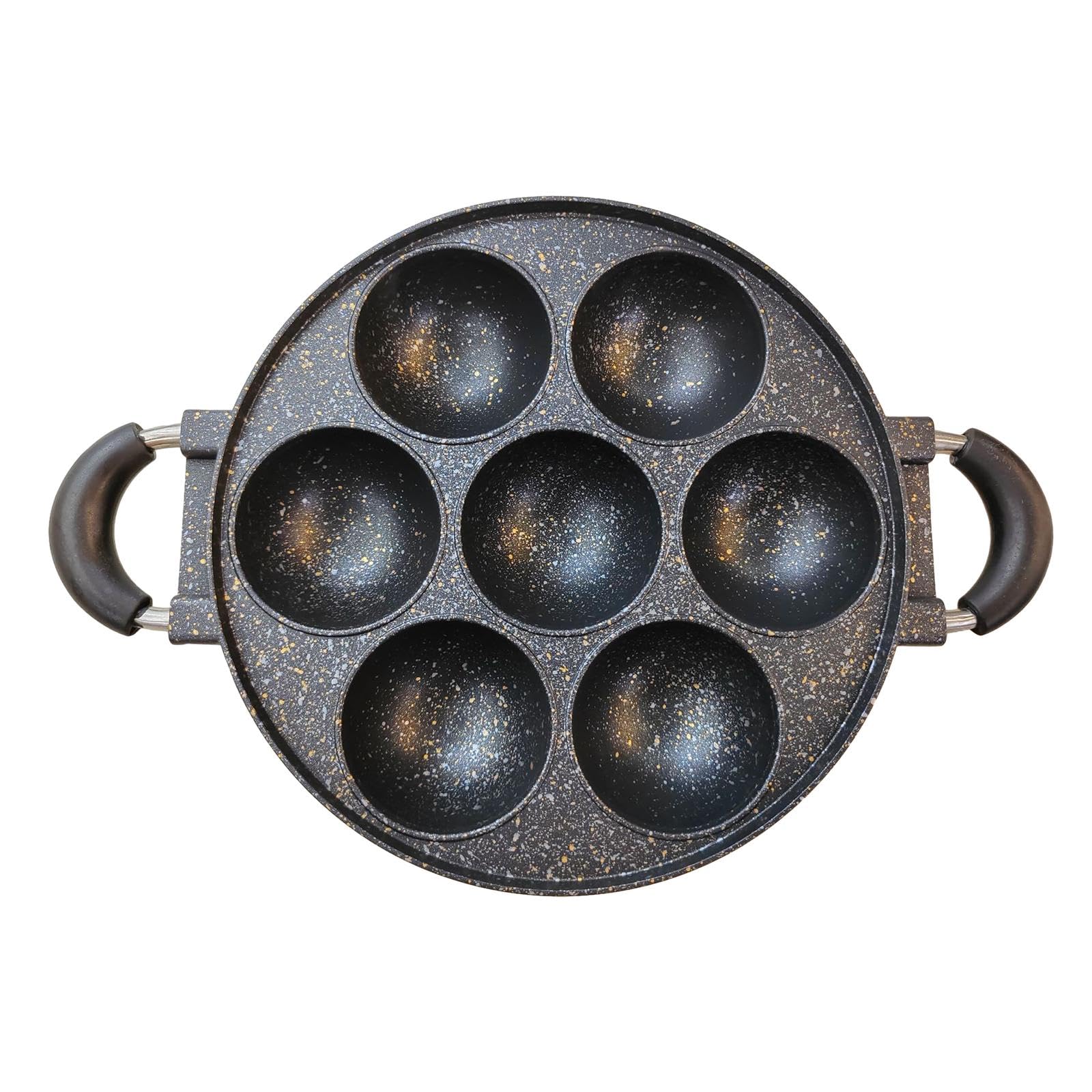 LOVIVER Molde para magdalenas, molde redondo para pasteles, suministros antiadherentes para hornear, bandeja para cupcakes de aleación de aluminio de 7, Negro con punto