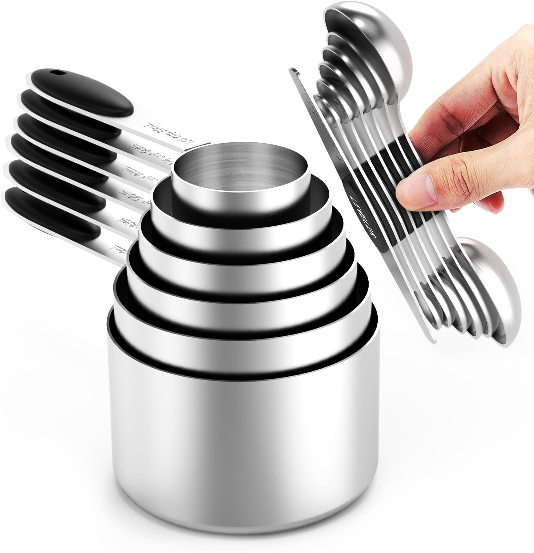 TILUCK Measuring Cups and Spoons Set, Stainless Steel, Kitchen Utensils for Cooking and Baking (17)