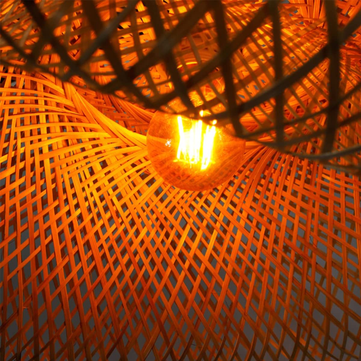 B·LED BARCELONA LED BarcelonaLED Rattan-Lampe, Hängeleuchte, handgefertigt mit Bambus-Rattan, Natur, dekorativ, asiatischer Vintage-Stil, kreativ für Wohnzimmer, Tee, Esszimmer, Bar Küche, Sockel E27