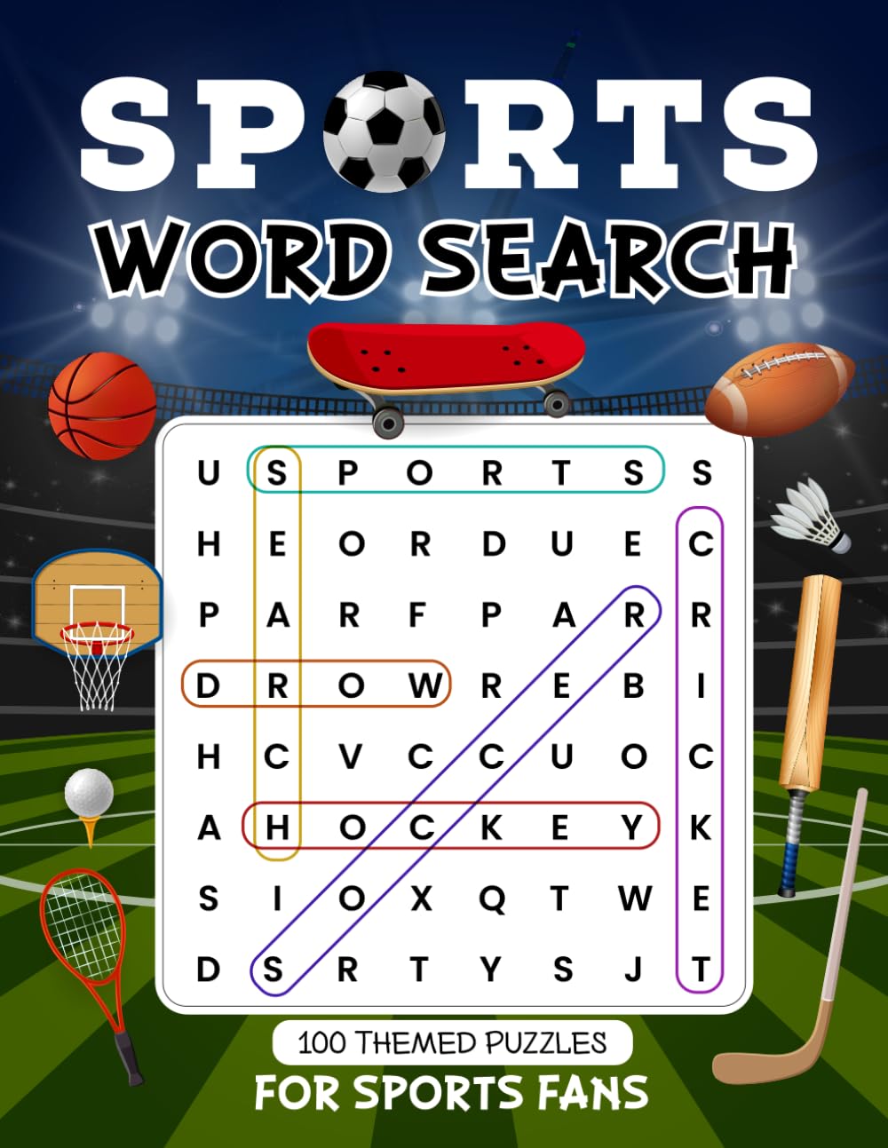 Sports Word Search Book: 100 Themed Puzzles for Sport Lovers; Adults, Seniors and Teens. 2000 Words with Fun Facts and Solutions included.