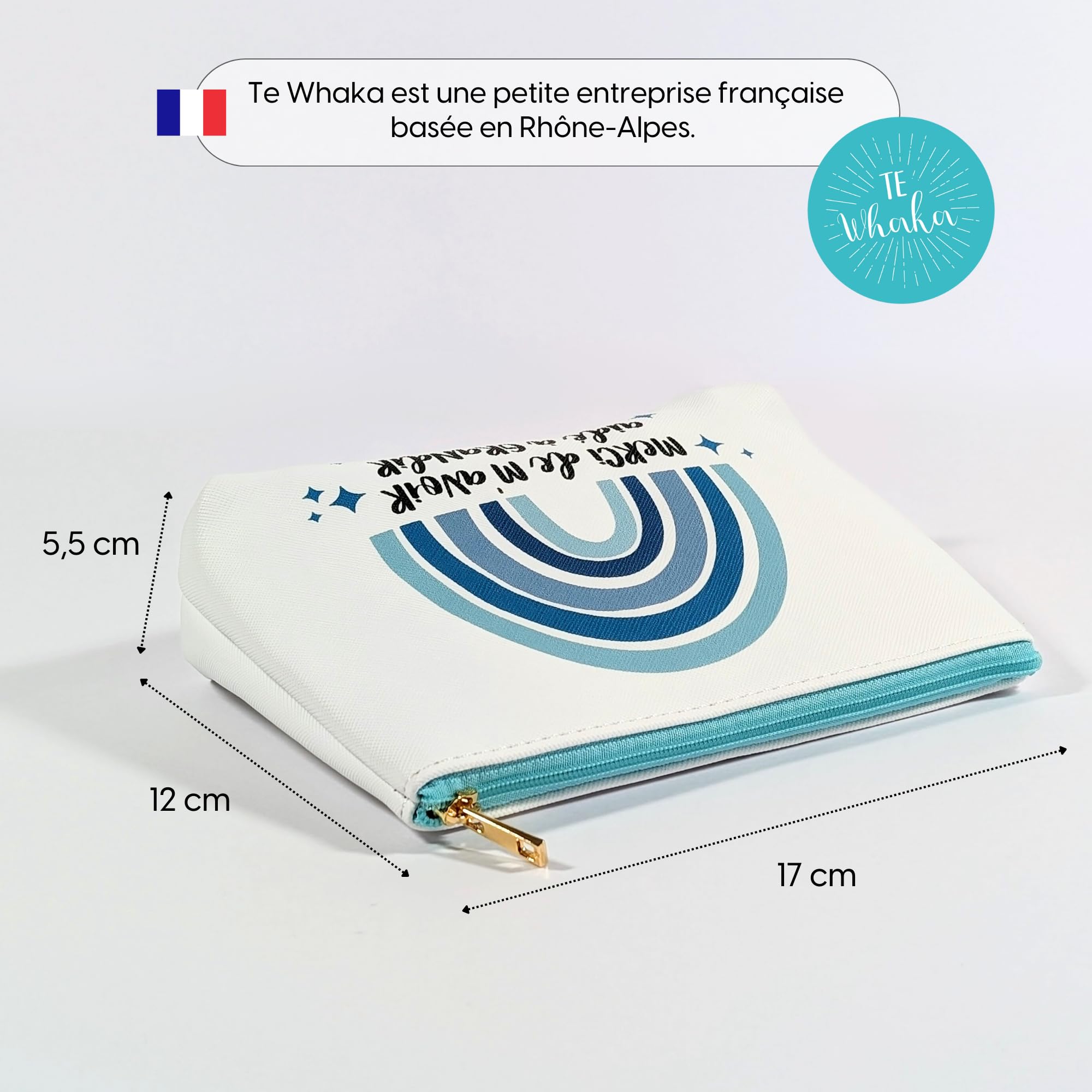 Pochette Merci de m'avoir aidé à Grandir Cadeau Nounou Maitresse Atsem Aesh Fin d'année Scolaire Bleu