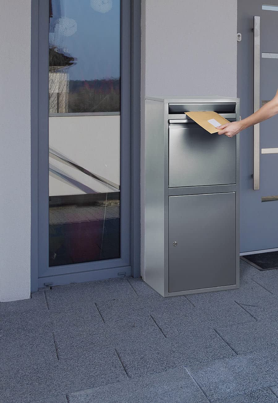 AGT Paketbriefkasten XXL 2er-Set Stand-Paketbriefkasten mit Rückholsperre Stahlblech