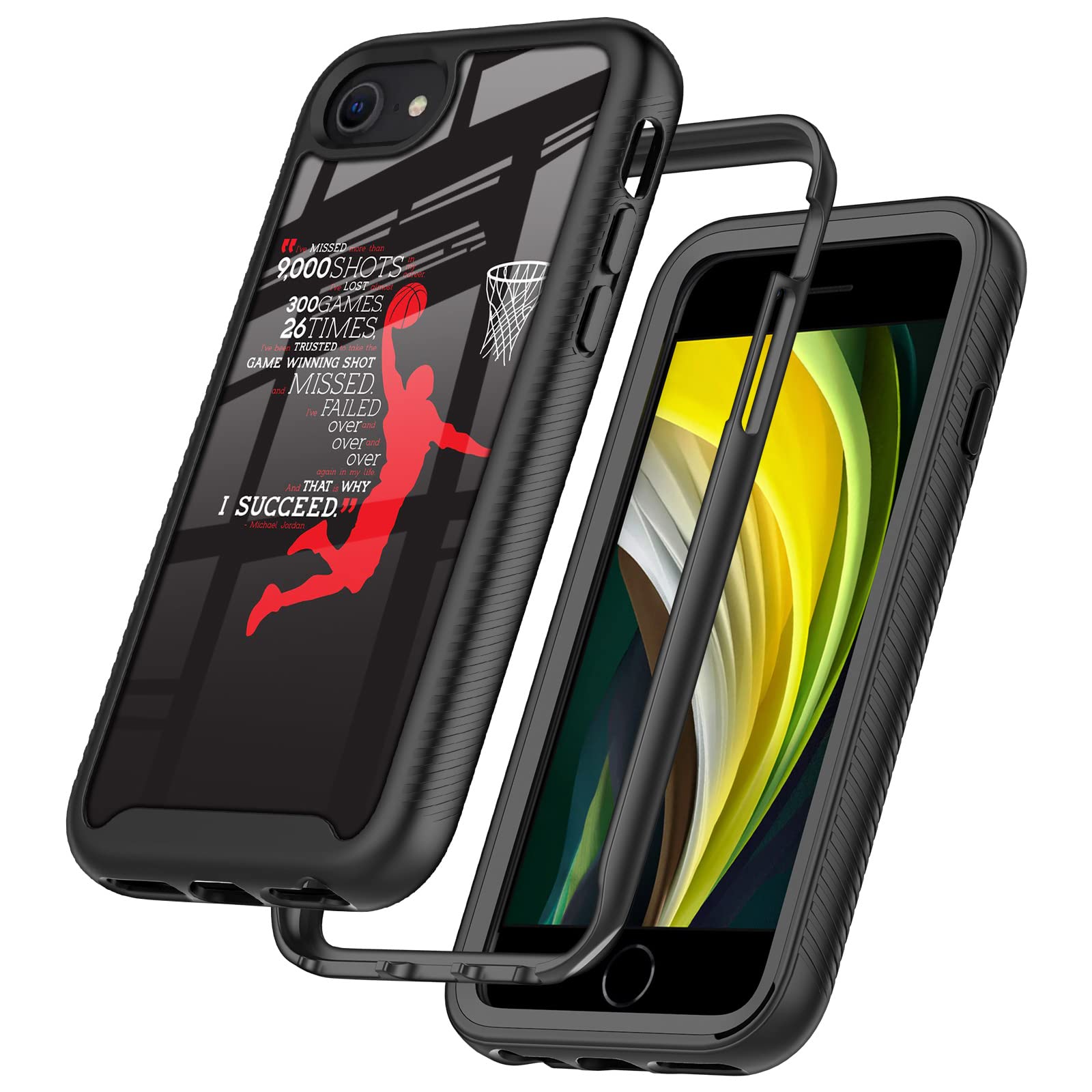 GUGU6JI Street Fashion Cool Funny Dunk Basketball Design Compatible with iPhone SE Case,iPhone 7/8 Case for Boys Man Shockproof Rugged Cover Dual Layer Soft TPU Bumper Full-Body Protective Case