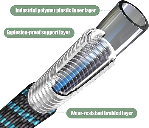 Miniatura 2 de Manguera de jardín no expandible de 100 pies, flexible y ligera, resistente a torceduras y enredos. Con boquilla de 10 vías, fuertes accesorios de