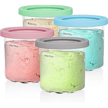 4 x Containers for Ninja Creamy NC300EU NC301EU - Dishwasher Safe, BPA-Free, Leak-Proof for Ninja Creamy Ice Maker Cup Access